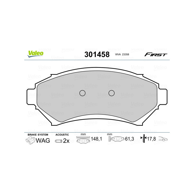VALEO 301458 Klocki hamulcowe Przód dla