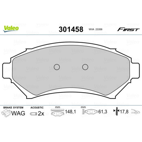 VALEO 301458 Klocki hamulcowe Przód dla
