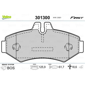VALEO 301300 Brzdové platničky Zadné pre