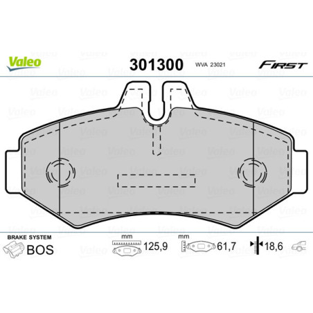VALEO 301300 Klocki hamulcowe Tył dla