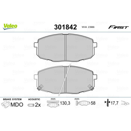 VALEO 301842 Klocki hamulcowe Przód dla