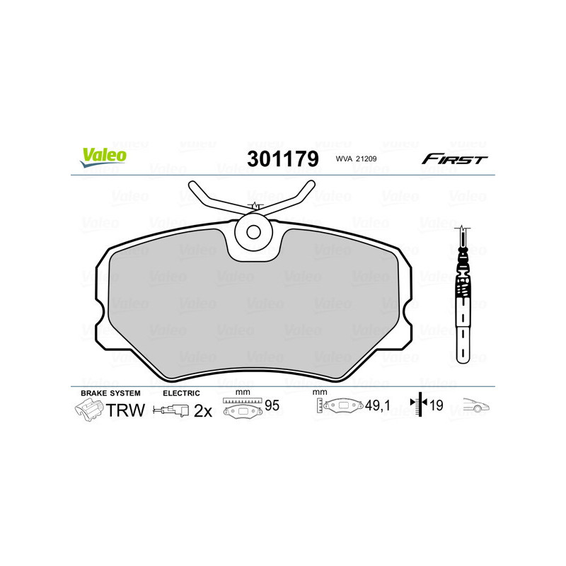 VALEO 301179 Klocki hamulcowe Przód dla