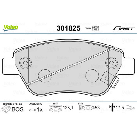VALEO 301825 Klocki hamulcowe Przód dla