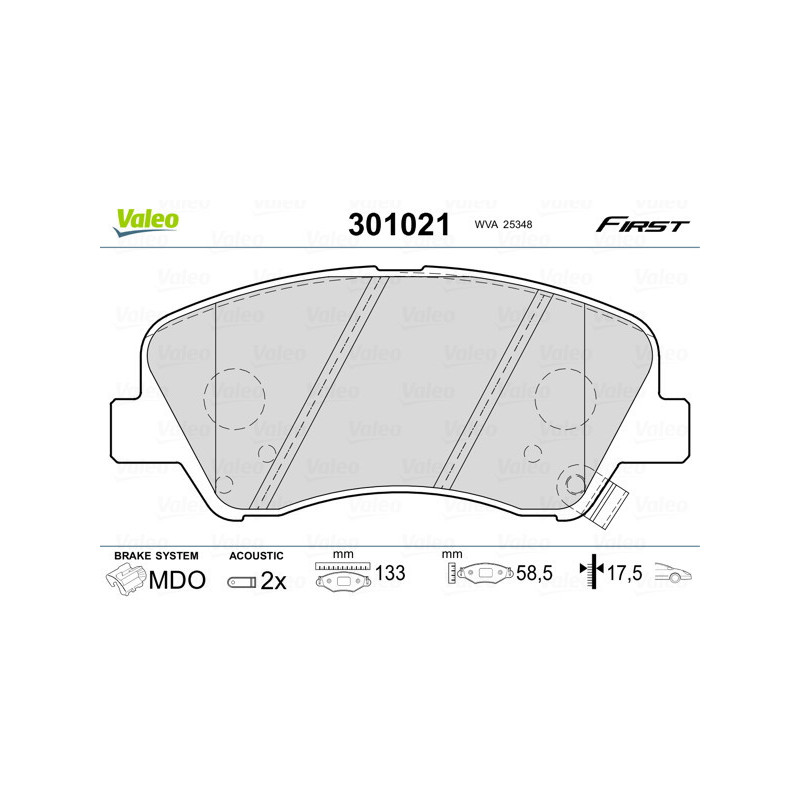 VALEO 301021 Pastiglie freno Anteriore per