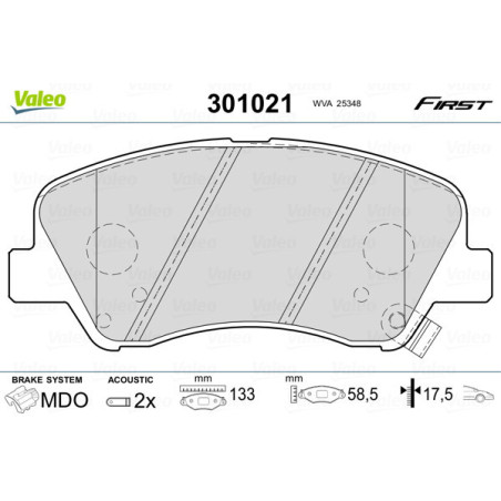 VALEO 301021 Klocki hamulcowe Przód dla