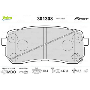 VALEO 301308 Brzdové destičky Zadní pro