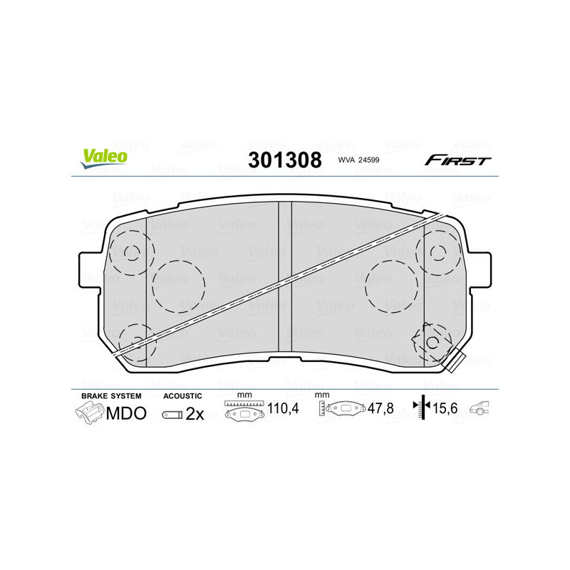 VALEO 301308 Pastillas de freno Trasero para