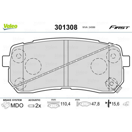 VALEO 301308 Pastiglie freno Posteriore per