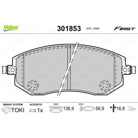 VALEO 301853 Pastillas de freno Delantero para