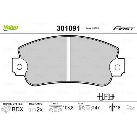 VALEO 301091 Pastiglie freno Anteriore per