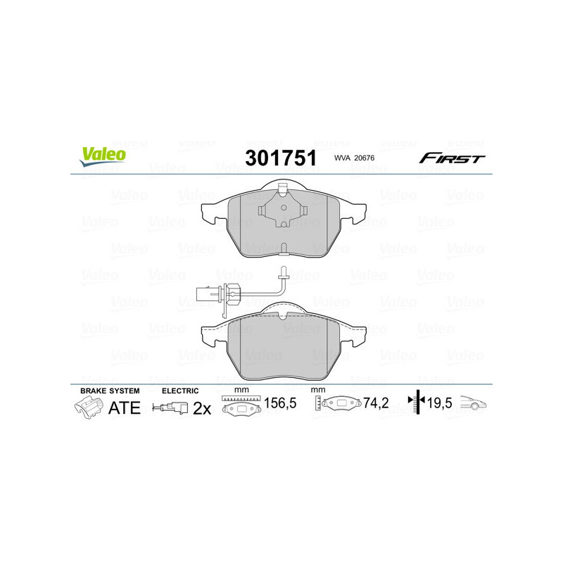 VALEO 301751 Brzdové destičky Přední pro