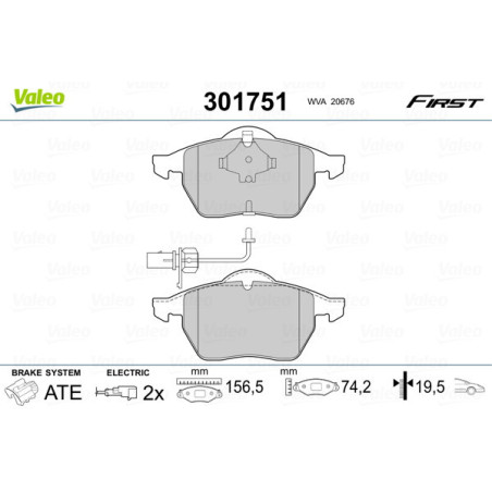VALEO 301751 Klocki hamulcowe Przód dla