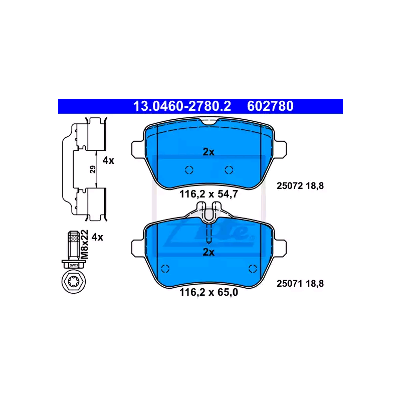REAR Brake Pads for Mercedes-Benz S-Class W222 A217 C217 SL R231 ATE 13.0460-2780.2