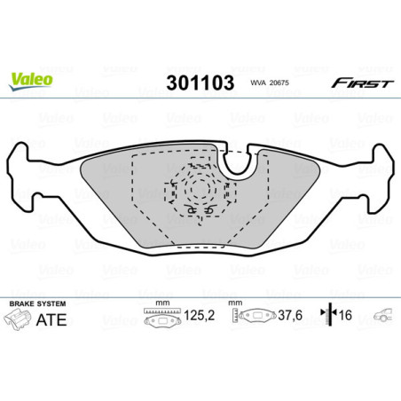 VALEO 301103 Plaquettes de frein Arrière pour