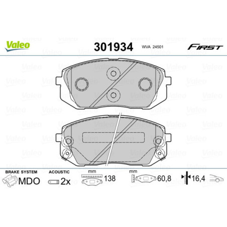 VALEO 301934 Klocki hamulcowe Przód dla