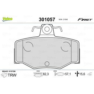 VALEO 301057 Brzdové platničky Zadné pre