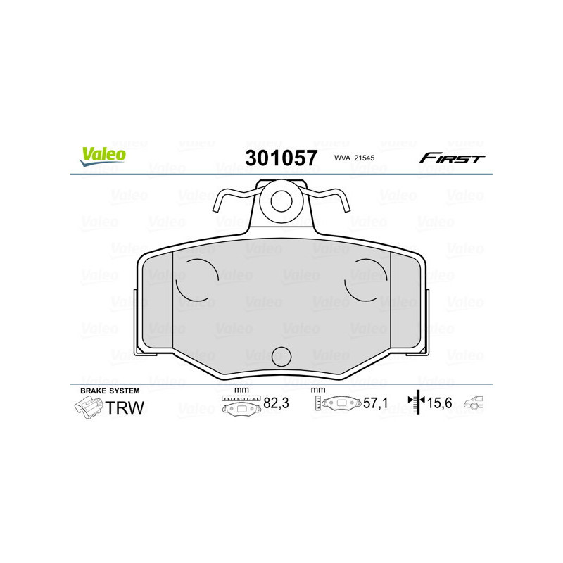 VALEO 301057 Klocki hamulcowe Tył dla
