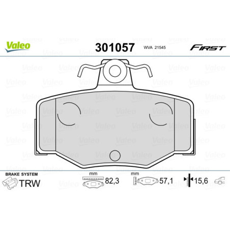 VALEO 301057 Pastillas de freno Trasero para