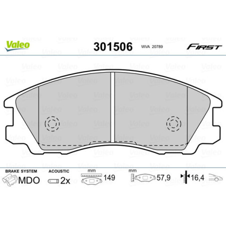 VALEO 301506 Pastiglie freno Anteriore per