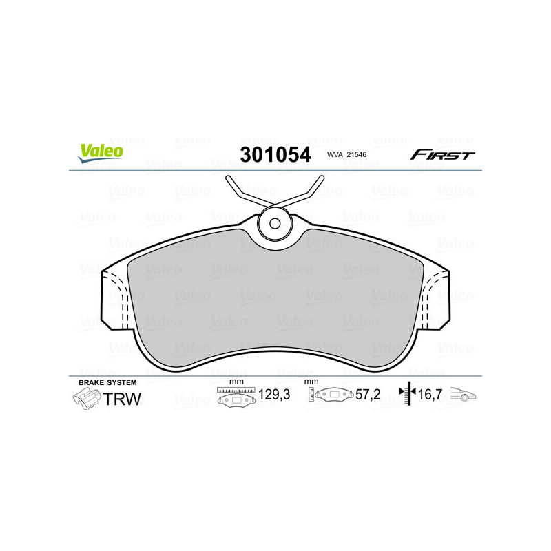 VALEO 301054 Brzdové destičky Přední pro
