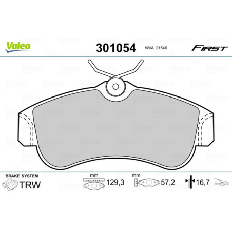 VALEO 301054 Brzdové destičky Přední pro