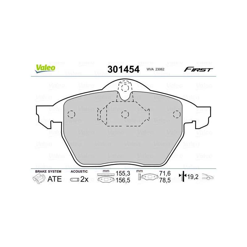 VALEO 301454 Brzdové destičky Přední pro