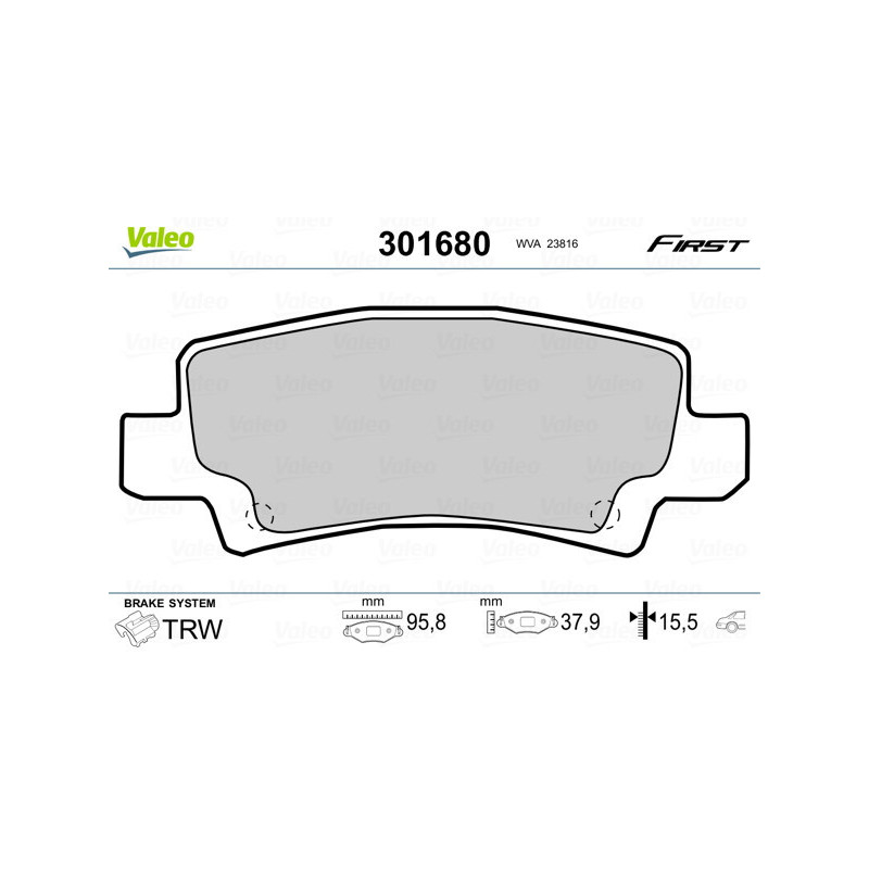 VALEO 301680 Pastiglie freno Posteriore per