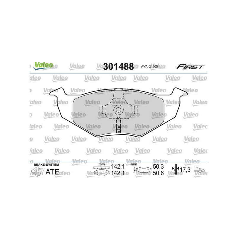 VALEO 301488 Brzdové platničky Predné pre
