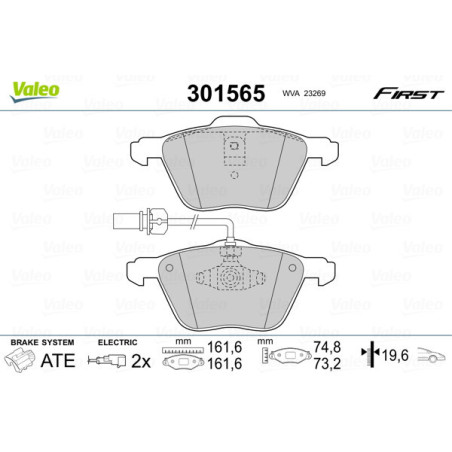 VALEO 301565 Klocki hamulcowe Przód dla