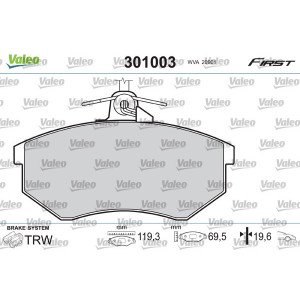 VALEO 301003 Brzdové platničky Predné pre