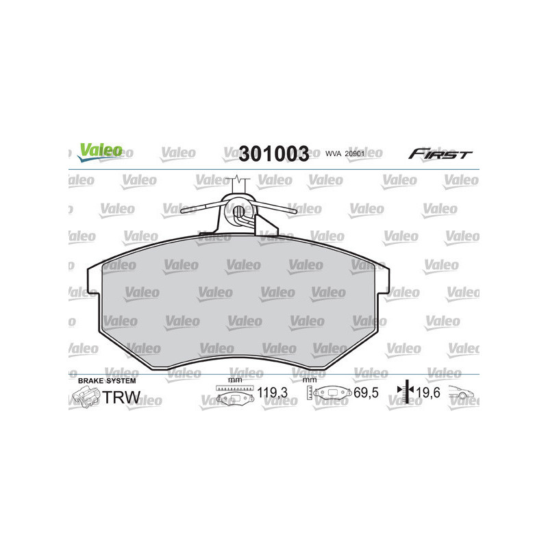 VALEO 301003 Klocki hamulcowe Przód dla