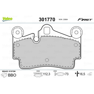 VALEO 301770 Pastiglie freno Posteriore per