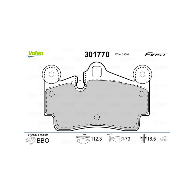 VALEO 301770 Bremsbeläge Hinten für