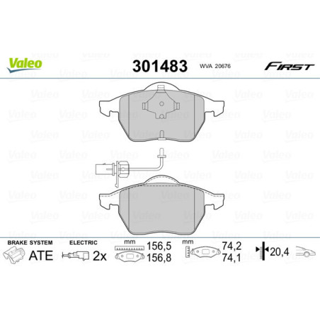 VALEO 301483 Brake Pads Set Front for