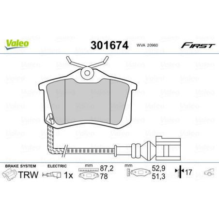 VALEO 301674 Brake Pads Set Rear for