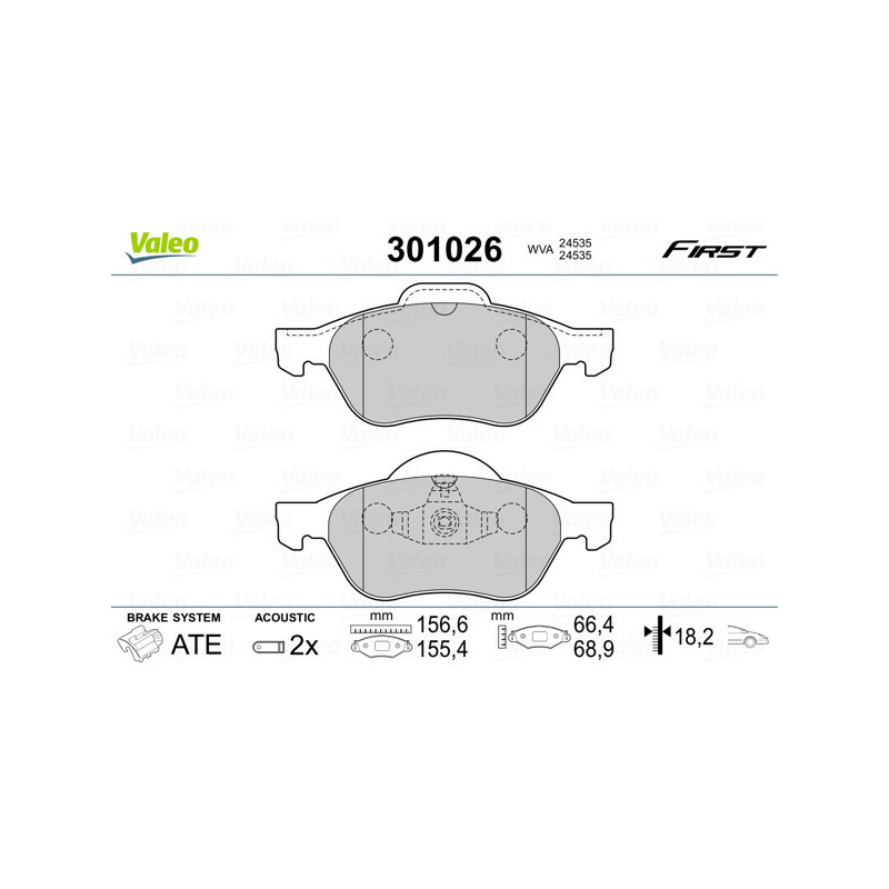 VALEO 301026 Bremsbeläge Vorne für