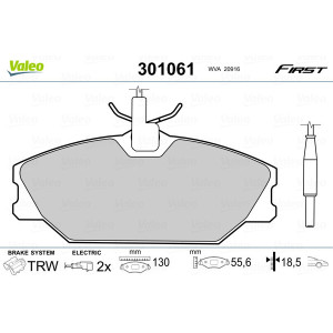 VALEO 301061 Brzdové platničky Predné pre