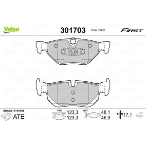VALEO 301703 Brzdové platničky Zadné pre