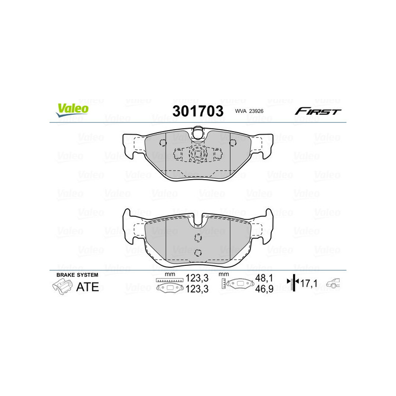 VALEO 301703 Pastiglie freno Posteriore per