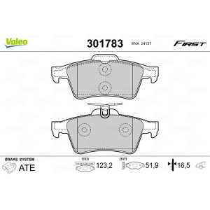 VALEO 301783 Plaquettes de frein Arrière pour