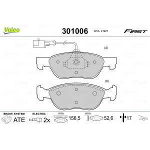 VALEO 301006 Pastiglie freno Anteriore per