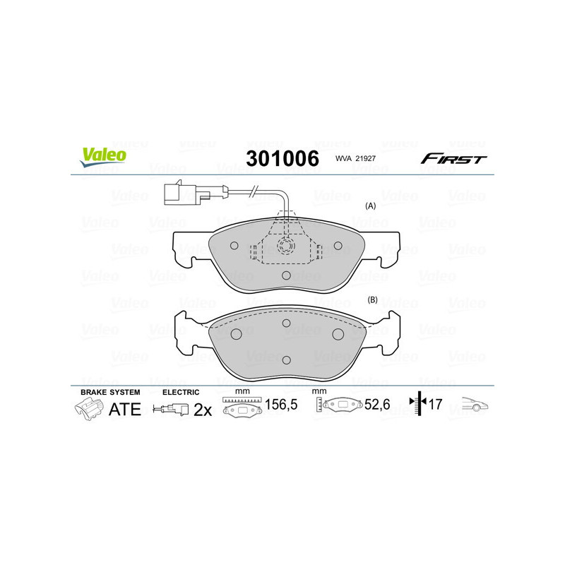 VALEO 301006 Bremsbeläge Vorne für