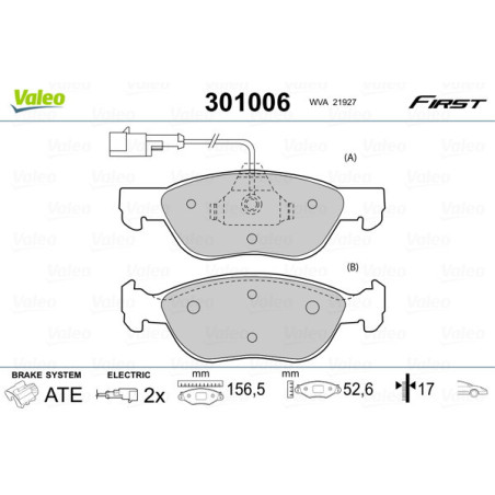 VALEO 301006 Plaquettes de frein Avant pour