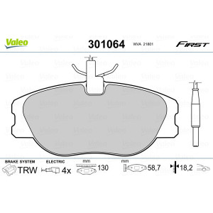 VALEO 301064 Pastillas de freno Delantero para