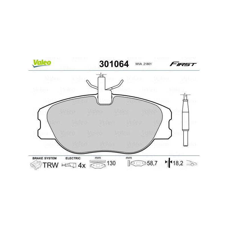 VALEO 301064 Pastillas de freno Delantero para