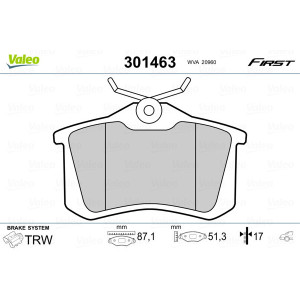 VALEO 301463 Plaquettes de frein Arrière pour