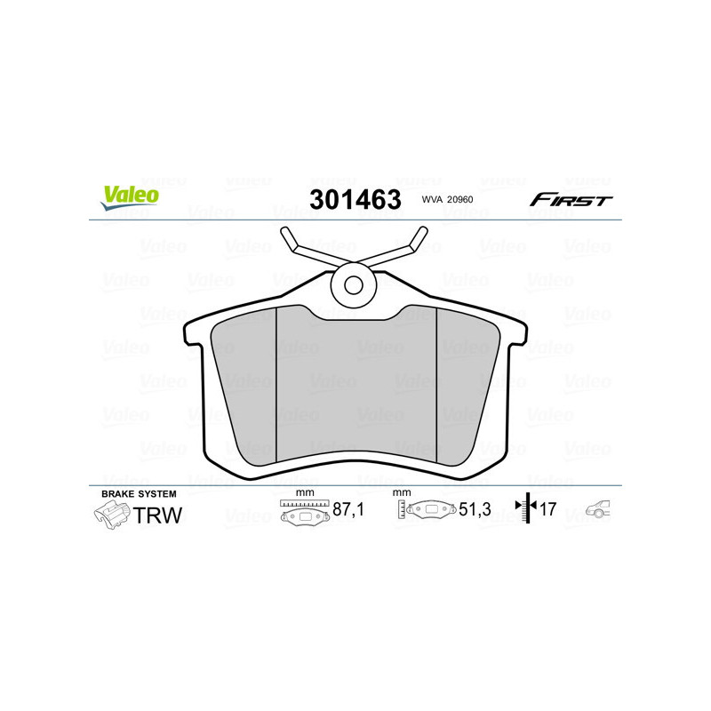 VALEO 301463 Pastiglie freno Posteriore per