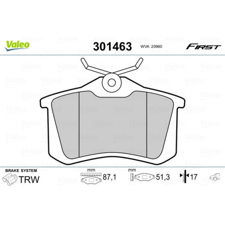 VALEO 301463 Pastiglie freno Posteriore per