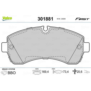 VALEO 301881 Klocki hamulcowe Przód dla