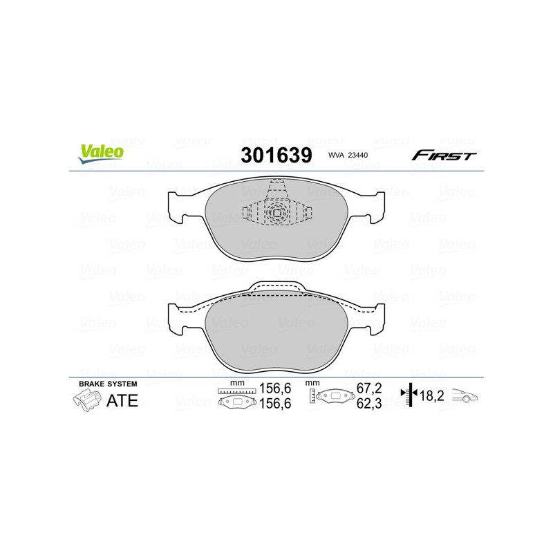 VALEO 301639 Pastiglie freno Anteriore per